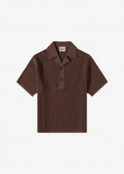 Nanushka Dorian Paper Crochet Shirt - Brown Men