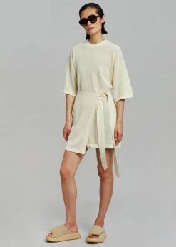 Nanushka Samira T-shirt Wrap Dress - Creme