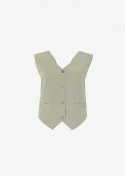 The Frankie Shop CLOTHING Nola Cross Vest - Khaki