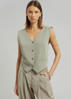The Frankie Shop CLOTHING Nola Cross Vest - Khaki