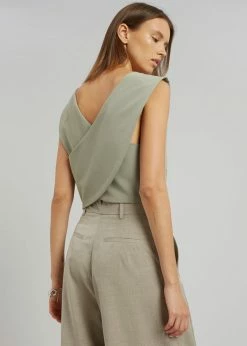 The Frankie Shop CLOTHING Nola Cross Vest - Khaki