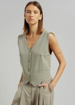 The Frankie Shop CLOTHING Nola Cross Vest - Khaki
