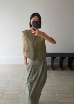 The Frankie Shop CLOTHING Nola Cross Vest - Khaki