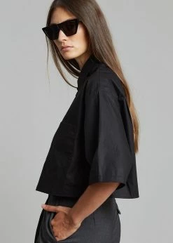 The Frankie Shop CLOTHING Odem Cropped Shirt - Black