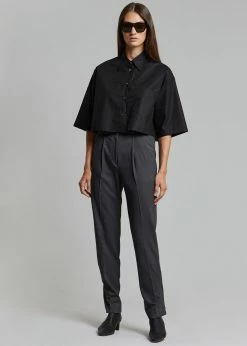 The Frankie Shop CLOTHING Odem Cropped Shirt - Black