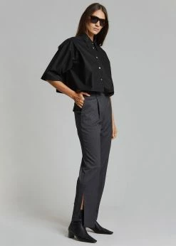 The Frankie Shop CLOTHING Odem Cropped Shirt - Black