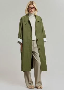 The Frankie Shop CLOTHING Orion Trench Coat - Olive