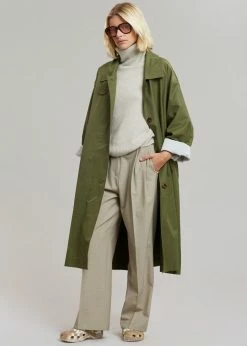 The Frankie Shop CLOTHING Orion Trench Coat - Olive
