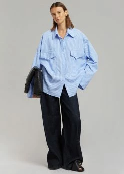 The Frankie Shop CLOTHING Orson Pocket Shirt - Blue Stripe