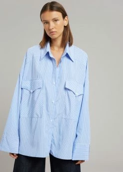 The Frankie Shop CLOTHING Orson Pocket Shirt - Blue Stripe