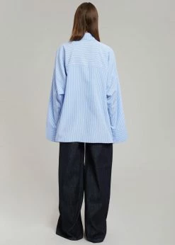 The Frankie Shop CLOTHING Orson Pocket Shirt - Blue Stripe