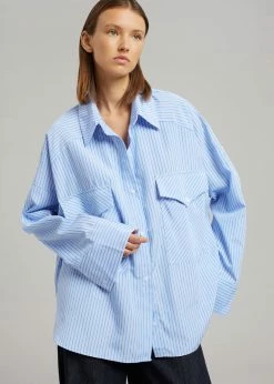 The Frankie Shop CLOTHING Orson Pocket Shirt - Blue Stripe
