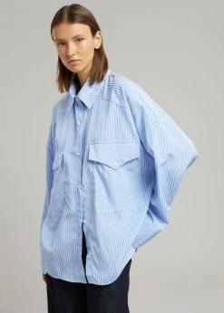 The Frankie Shop CLOTHING Orson Pocket Shirt - Blue Stripe