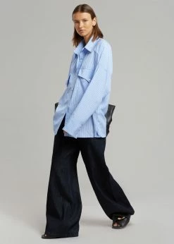 The Frankie Shop CLOTHING Orson Pocket Shirt - Blue Stripe