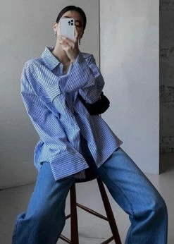 The Frankie Shop CLOTHING Orson Pocket Shirt - Blue Stripe