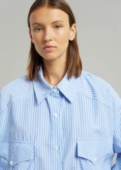 The Frankie Shop CLOTHING Orson Pocket Shirt - Blue Stripe