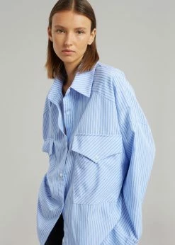 The Frankie Shop CLOTHING Orson Pocket Shirt - Blue Stripe