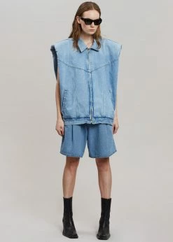 Another.J CLOTHING Ossa Padded Denim Vest - Worn Wash