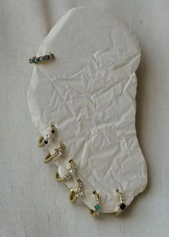 Otiumberg Black And White Sapphire Huggie Hoop