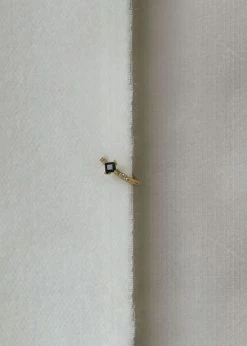 Otiumberg Black And White Sapphire Huggie Hoop