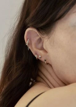 Otiumberg Black And White Sapphire Huggie Hoop