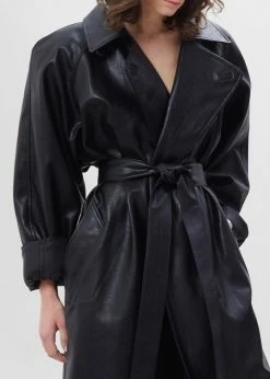 Paper Moon Henna Oversized Faux Leather Trench - Black CLOTHING