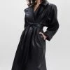 Paper Moon Henna Oversized Faux Leather Trench - Black CLOTHING