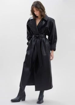 Paper Moon Henna Oversized Faux Leather Trench - Black CLOTHING