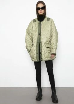 The Frankie Shop Teddy Quilted Jacket - Moss Green CLOTHING
