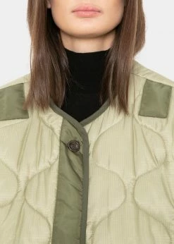 The Frankie Shop Teddy Quilted Jacket - Moss Green CLOTHING
