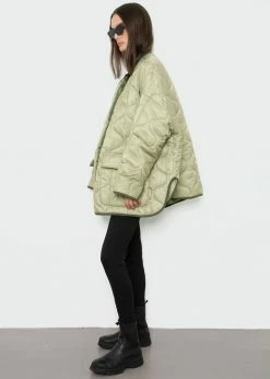 The Frankie Shop Teddy Quilted Jacket - Moss Green CLOTHING