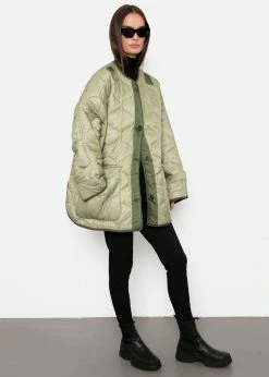 The Frankie Shop Teddy Quilted Jacket - Moss Green CLOTHING