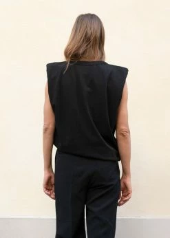 The Frankie Shop CLOTHING Eva Padded Shoulder Muscle T-Shirt - Black
