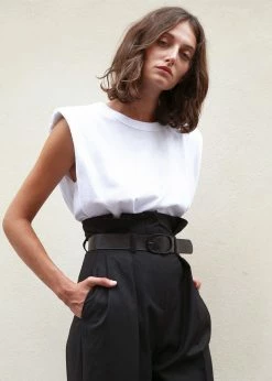 The Frankie Shop Eva Padded Shoulder Muscle T-Shirt - White CLOTHING