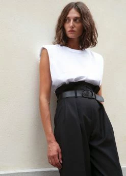 The Frankie Shop Eva Padded Shoulder Muscle T-Shirt - White CLOTHING