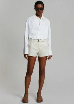 The Frankie Shop CLOTHING Palma Linen Shorts - Oat Melange