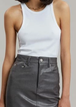 The Frankie Shop Patti Faux Leather Skirt - Charcoal CLOTHING