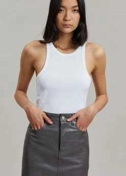 The Frankie Shop Patti Faux Leather Skirt - Charcoal CLOTHING