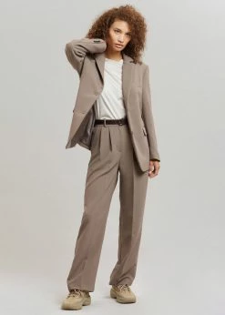The Frankie Shop CLOTHING Payli Belted Suit Pants - Mocha