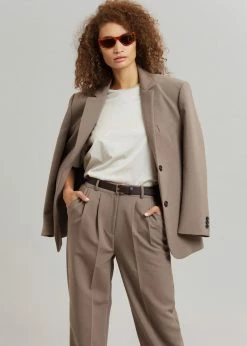 The Frankie Shop CLOTHING Payli Belted Suit Pants - Mocha