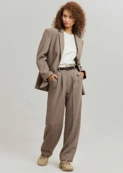 The Frankie Shop CLOTHING Payli Belted Suit Pants - Mocha