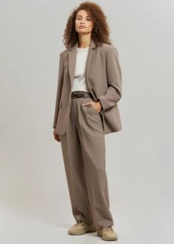 The Frankie Shop CLOTHING Payli Belted Suit Pants - Mocha