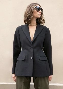 The Frankie Shop Colette Hourglass Blazer - Black CLOTHING