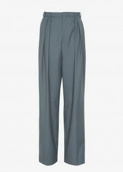 The Frankie Shop Pleat Front Loose Fit Trousers - Gunmetal