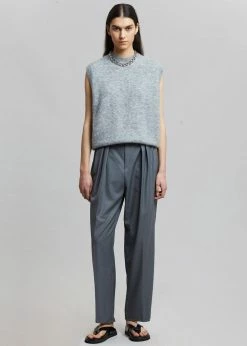 The Frankie Shop Pleat Front Loose Fit Trousers - Gunmetal