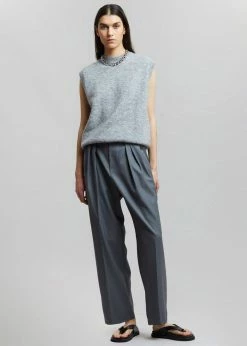 The Frankie Shop Pleat Front Loose Fit Trousers - Gunmetal