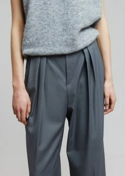 The Frankie Shop Pleat Front Loose Fit Trousers - Gunmetal