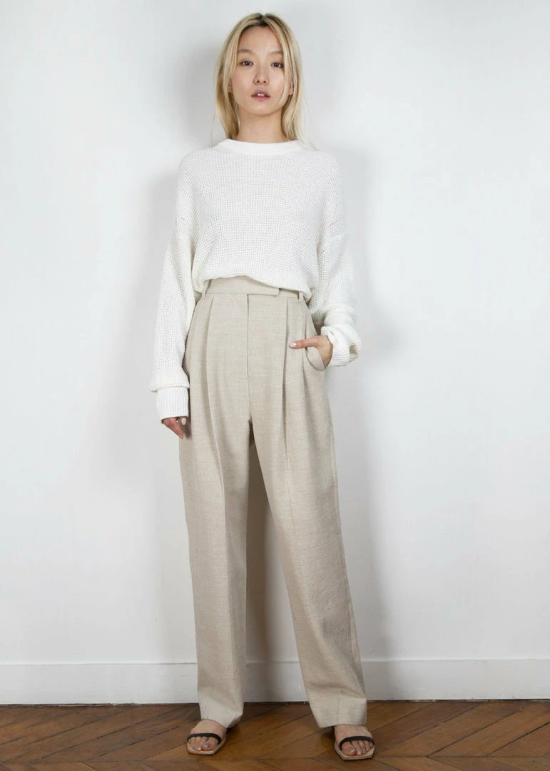 Outlet π The Frankie Shop Pace Pleated Linen Blend Pants - Sand β¨ 3 The Frankie Shop Pace Pleated Linen Blend Pants - Sand