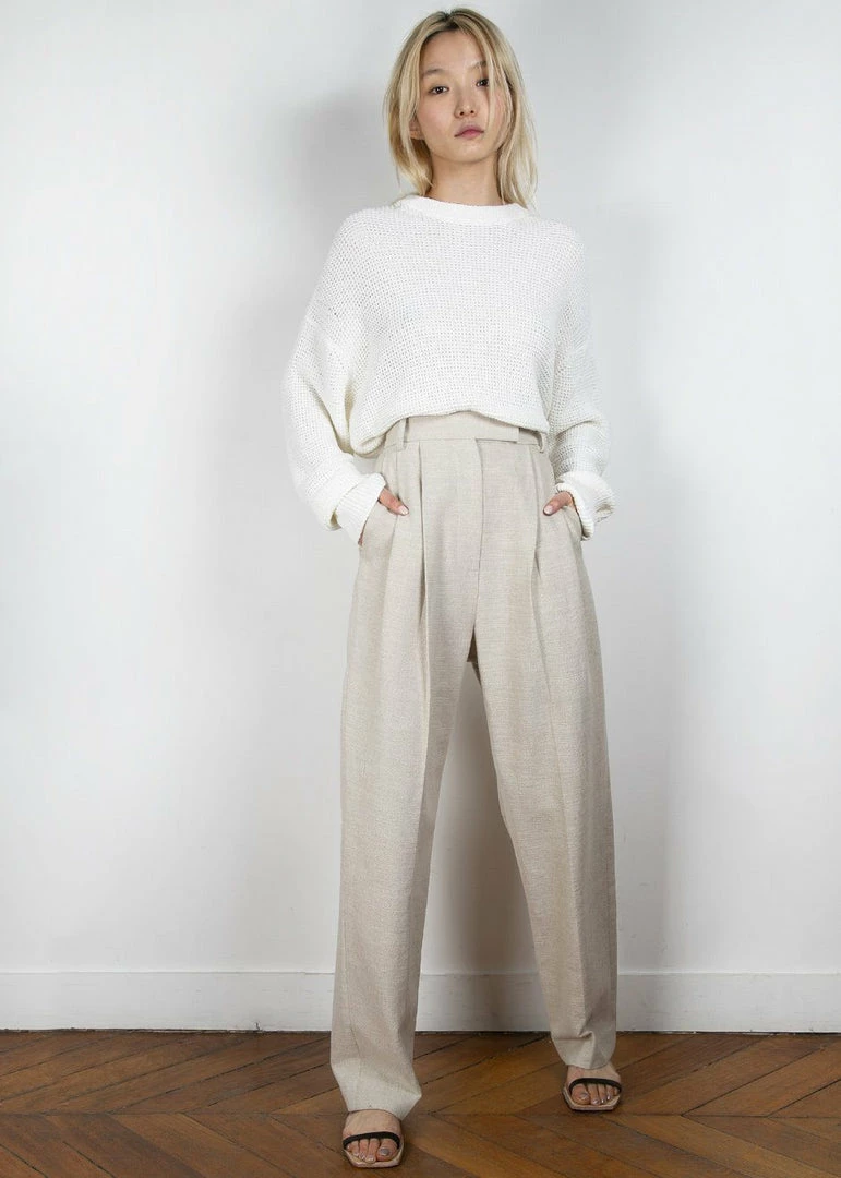 Outlet π The Frankie Shop Pace Pleated Linen Blend Pants - Sand β¨ 1 The Frankie Shop Pace Pleated Linen Blend Pants - Sand