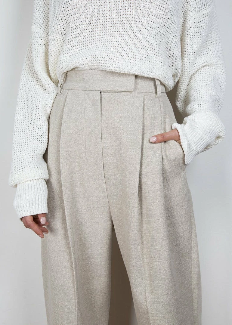 Outlet π The Frankie Shop Pace Pleated Linen Blend Pants - Sand β¨ 5 The Frankie Shop Pace Pleated Linen Blend Pants - Sand